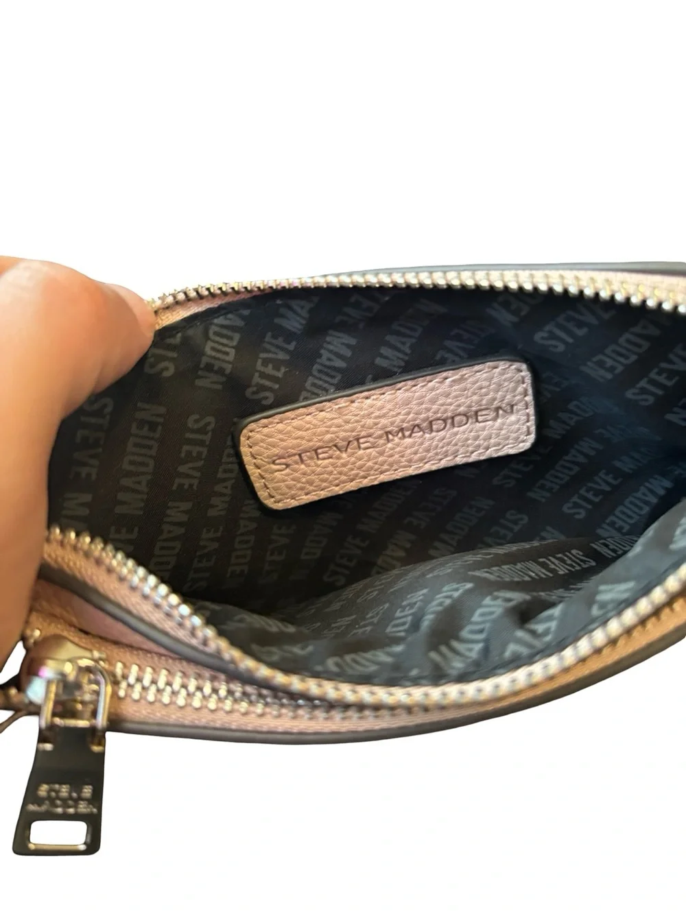 Steve Madden Blush Pebble Leather Makeup Pouch
